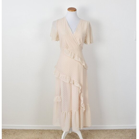 Lulus Dresses & Skirts - Lulu's Next to You Cream Swiss Dot Ruffled Midi Dress - S